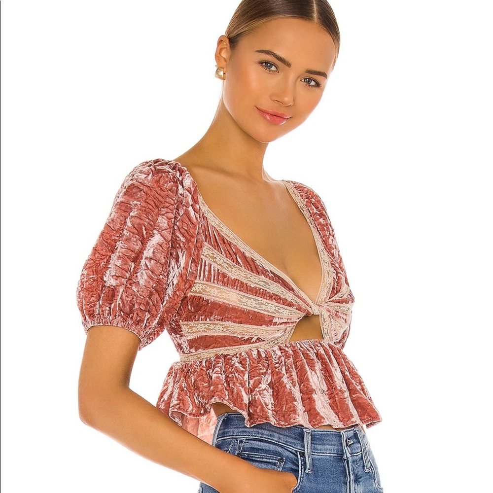 Free People Yours Truly Velvet Top in Mauve